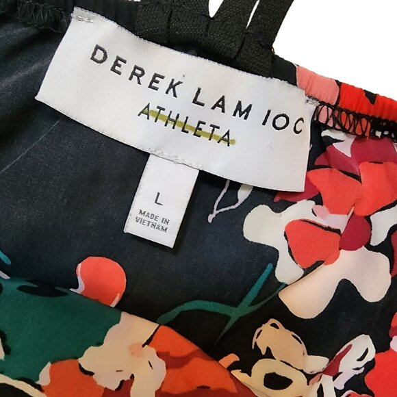 Derek Lam 10 Crosby Athleta Floral Sleeveless Dress Women’s Large Black Red EUC - Picture 2 of 10